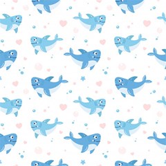 Seamless-pattern-with-cute-sharks-hearts Play Mat (rectangle) by Ket1n9