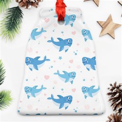 Seamless-pattern-with-cute-sharks-hearts Ornament (bell) by Ket1n9