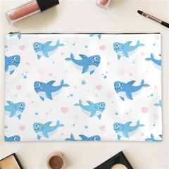 Seamless-pattern-with-cute-sharks-hearts Cosmetic Bag (xxl) by Ket1n9