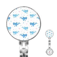 Seamless-pattern-with-cute-sharks-hearts Stainless Steel Nurses Watch by Ket1n9