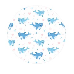 Seamless-pattern-with-cute-sharks-hearts Mini Round Pill Box by Ket1n9