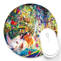 Multicolor Anime Colors Colorful Round Mousepad by Ket1n9