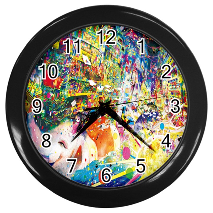 Multicolor Anime Colors Colorful Wall Clock (Black)