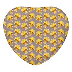 Yellow-mushroom-pattern Heart Glass Fridge Magnet (4 Pack) by Ket1n9