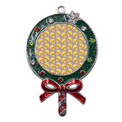 Yellow-mushroom-pattern Metal X mas Lollipop With Crystal Ornament