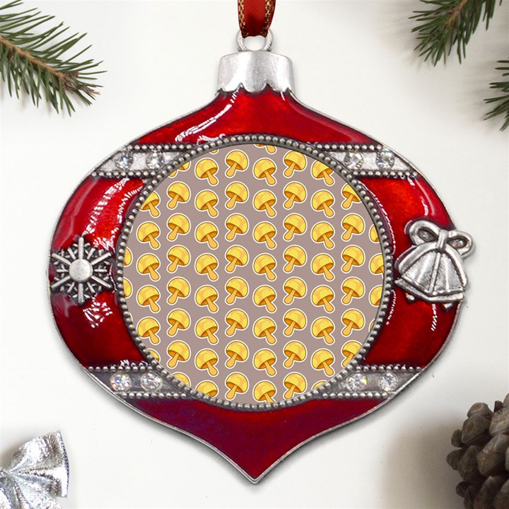 Yellow-mushroom-pattern Metal Snowflake And Bell Red Ornament