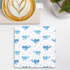 Seamless-pattern-with-cute-sharks-hearts Uv Print Square Tile Coaster  by Ket1n9