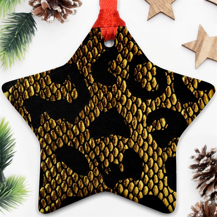 Metallic Snake Skin Pattern Star Ornament (Two Sides)