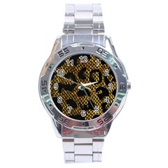 Metallic Snake Skin Pattern Stainless Steel Analogue Watch by Ket1n9