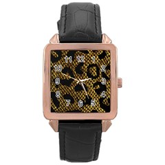 Metallic Snake Skin Pattern Rose Gold Leather Watch  by Ket1n9