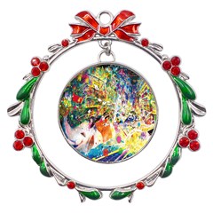 Multicolor Anime Colors Colorful Metal X mas Wreath Ribbon Ornament by Ket1n9