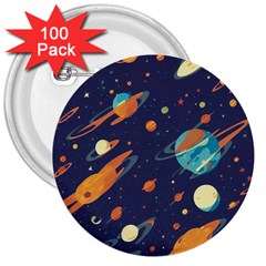 Space Galaxy Planet Universe Stars Night Fantasy 3  Buttons (100 Pack)  by Ket1n9