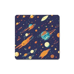 Space Galaxy Planet Universe Stars Night Fantasy Square Magnet by Ket1n9