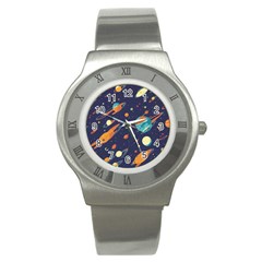 Space Galaxy Planet Universe Stars Night Fantasy Stainless Steel Watch by Ket1n9