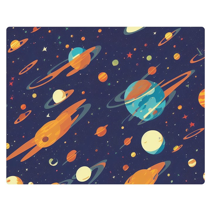 Space Galaxy Planet Universe Stars Night Fantasy Two Sides Premium Plush Fleece Blanket (Medium)