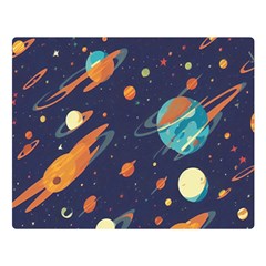 Space Galaxy Planet Universe Stars Night Fantasy Two Sides Premium Plush Fleece Blanket (large) by Ket1n9