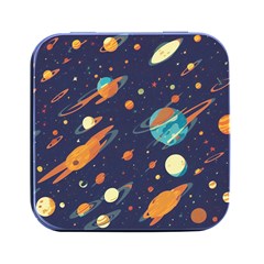 Space Galaxy Planet Universe Stars Night Fantasy Square Metal Box (black) by Ket1n9