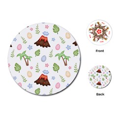 Cute-palm-volcano-seamless-pattern Playing Cards Single Design (round) by Ket1n9