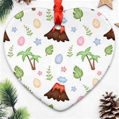 Cute-palm-volcano-seamless-pattern Heart Ornament (two Sides) by Ket1n9