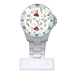 Cute-palm-volcano-seamless-pattern Plastic Nurses Watch by Ket1n9