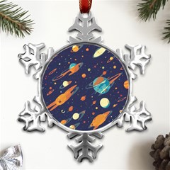 Space Galaxy Planet Universe Stars Night Fantasy Metal Small Snowflake Ornament by Ket1n9