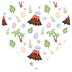 Cute-palm-volcano-seamless-pattern Wooden Puzzle Heart by Ket1n9