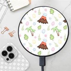 Cute-palm-volcano-seamless-pattern Wireless Fast Charger(black) by Ket1n9