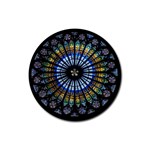 Stained Glass Rose Window In France s Strasbourg Cathedral Rubber Round Coaster (4 pack) Front