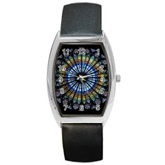 Stained Glass Rose Window In France s Strasbourg Cathedral Barrel Style Metal Watch