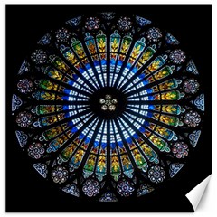 Stained Glass Rose Window In France s Strasbourg Cathedral Canvas 16  X 16  by Ket1n9