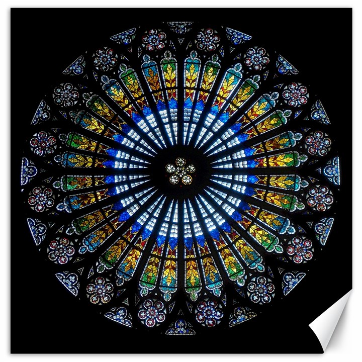 Stained Glass Rose Window In France s Strasbourg Cathedral Canvas 20  x 20 