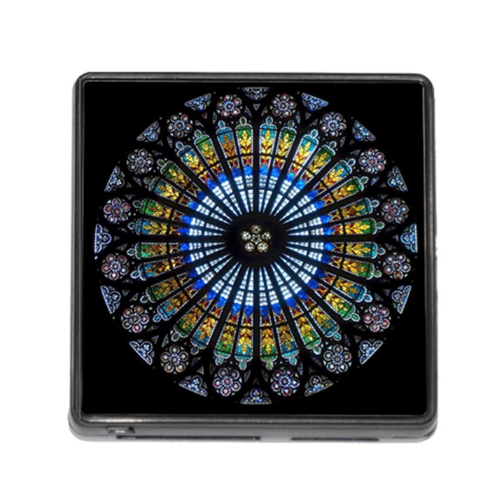 Stained Glass Rose Window In France s Strasbourg Cathedral Memory Card Reader (Square 5 Slot)