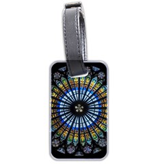 Stained Glass Rose Window In France s Strasbourg Cathedral Luggage Tag (two Sides) by Ket1n9