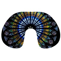 Stained Glass Rose Window In France s Strasbourg Cathedral Travel Neck Pillow by Ket1n9