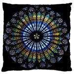 Stained Glass Rose Window In France s Strasbourg Cathedral Large Premium Plush Fleece Cushion Case (Two Sides) Back