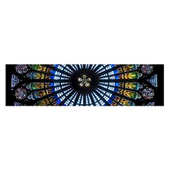 Stained Glass Rose Window In France s Strasbourg Cathedral Oblong Satin Scarf (16  X 60 ) by Ket1n9