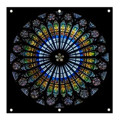 Stained Glass Rose Window In France s Strasbourg Cathedral Banner And Sign 4  X 4  by Ket1n9