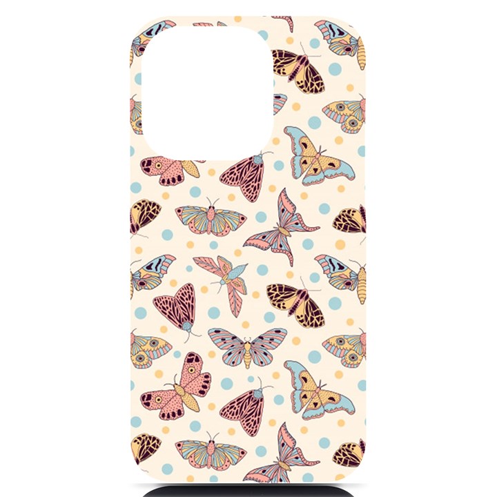 Pattern-with-butterflies-moths iPhone 14 Pro Black UV Print Case