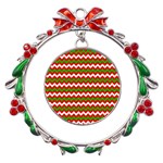 Christmas-paper-scrapbooking-pattern- Metal X mas Wreath Ribbon Ornament Front