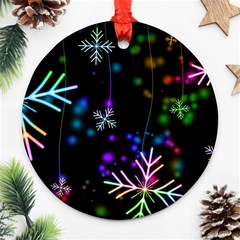 Snowflakes Snow Winter Christmas Ornament (round) by Grandong