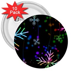 Snowflakes Snow Winter Christmas 3  Buttons (10 Pack)  by Grandong