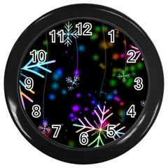 Snowflakes Snow Winter Christmas Wall Clock (black) by Grandong