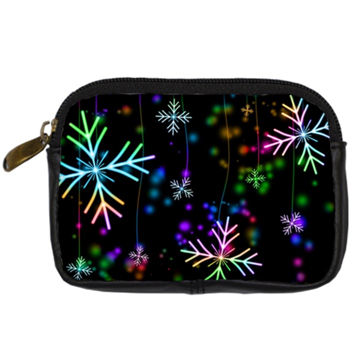 Snowflakes Snow Winter Christmas Digital Camera Leather Case