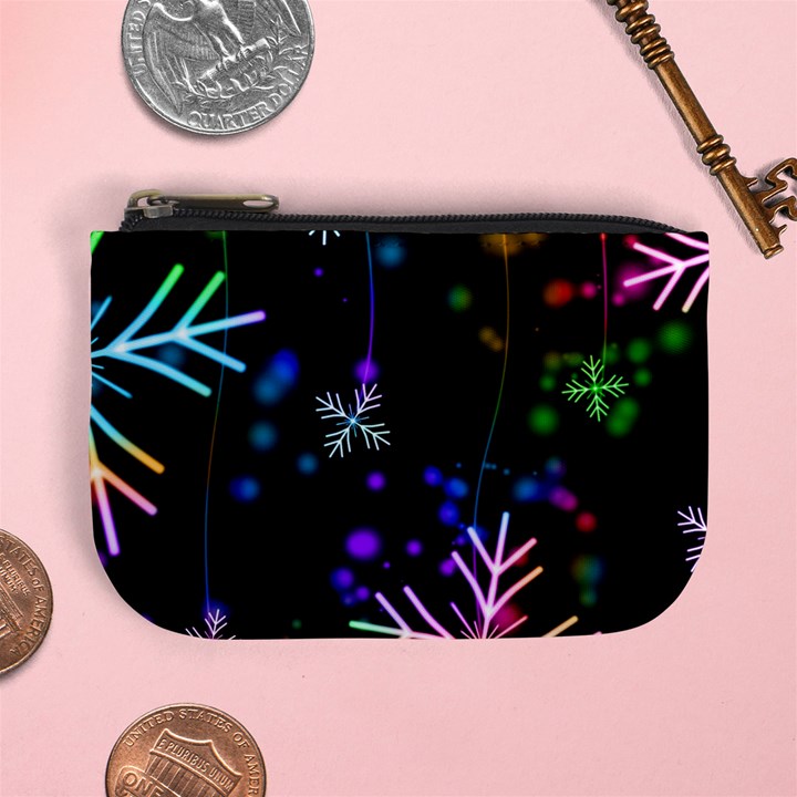 Snowflakes Snow Winter Christmas Mini Coin Purse