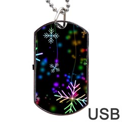 Snowflakes Snow Winter Christmas Dog Tag Usb Flash (one Side) by Grandong