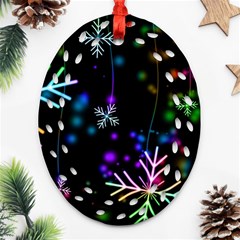 Snowflakes Snow Winter Christmas Ornament (oval Filigree) by Grandong