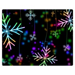 Snowflakes Snow Winter Christmas Two Sides Premium Plush Fleece Blanket (medium) by Grandong