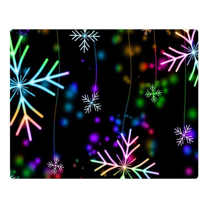 Snowflakes Snow Winter Christmas Two Sides Premium Plush Fleece Blanket (Large)