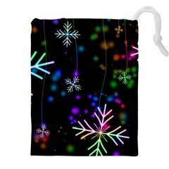 Snowflakes Snow Winter Christmas Drawstring Pouch (5xl) by Grandong