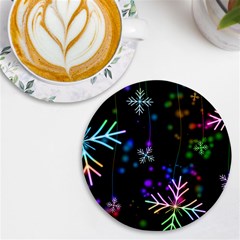 Snowflakes Snow Winter Christmas Uv Print Round Tile Coaster by Grandong